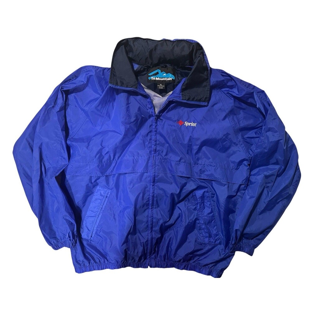 Vintage 90s Sprint Corporate Windbreaker Tri-Mountain Blue XL Techwear